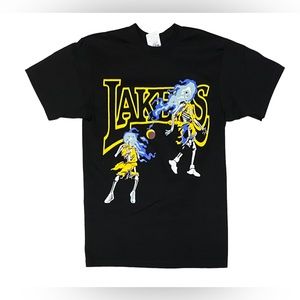 NEW Capn On Melrose Lakers Shaq & Kobe Skeleton T Shirt Sz M Shaka Heavy Tee